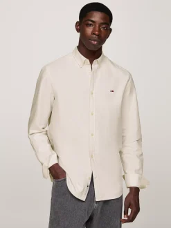 Koszule*Tommy Hilfiger Koszula Z Bawełny Oxford Z Naszywką Z Flagą NEWSPRINT