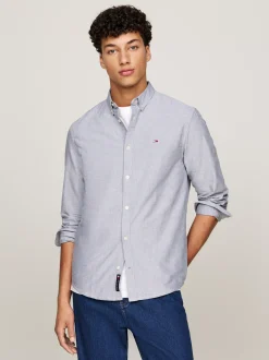 Koszule*Tommy Hilfiger Koszula Z Bawełny Oxford Z Naszywką Z Flagą DARK NIGHT NAVY