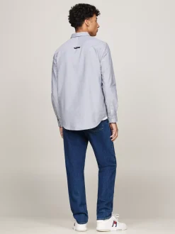 Koszule*Tommy Hilfiger Koszula Z Bawełny Oxford Z Naszywką Z Flagą DARK NIGHT NAVY