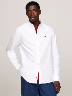Koszule*Tommy Hilfiger Koszula Z Bawełny Oxford Z Naszywką Z Flagą WHITE