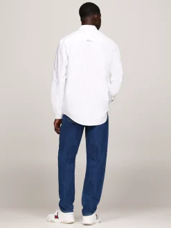 Koszule*Tommy Hilfiger Koszula Z Bawełny Oxford Z Naszywką Z Flagą WHITE