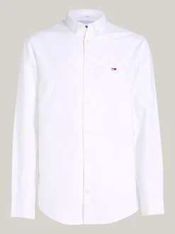 Koszule*Tommy Hilfiger Koszula Z Bawełny Oxford Z Naszywką Z Flagą WHITE