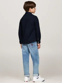 Koszule*Tommy Hilfiger Koszula Z Bawełny Typy Oxford Z Logo Hilfiger DESERT SKY