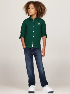 Koszule*Tommy Hilfiger Koszula Z Bawełny Typy Oxford Z Logo Hilfiger ORNAMENTAL GREEN