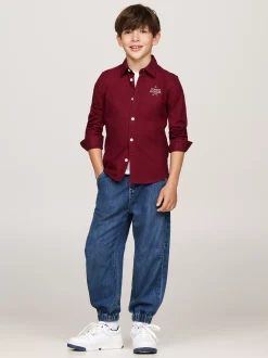 Koszule*Tommy Hilfiger Koszula Z Bawełny Typy Oxford Z Logo Hilfiger DEEP ROUGE