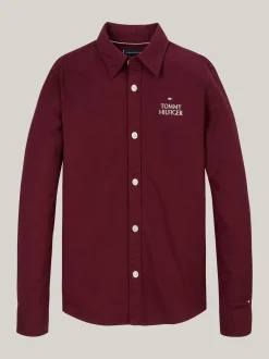 Koszule*Tommy Hilfiger Koszula Z Bawełny Typy Oxford Z Logo Hilfiger DEEP ROUGE
