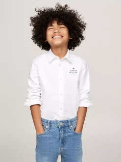 Koszule*Tommy Hilfiger Koszula Z Bawełny Typy Oxford Z Logo Hilfiger WHITE