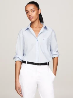 Koszule & Bluzki*Tommy Hilfiger Koszula Z Naszywaną Kieszenią I Flagą BREEZY BLUE