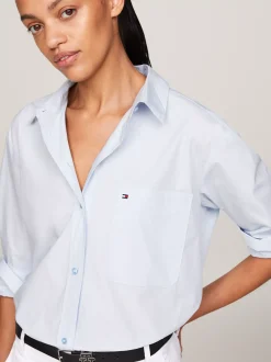Koszule & Bluzki*Tommy Hilfiger Koszula Z Naszywaną Kieszenią I Flagą BREEZY BLUE