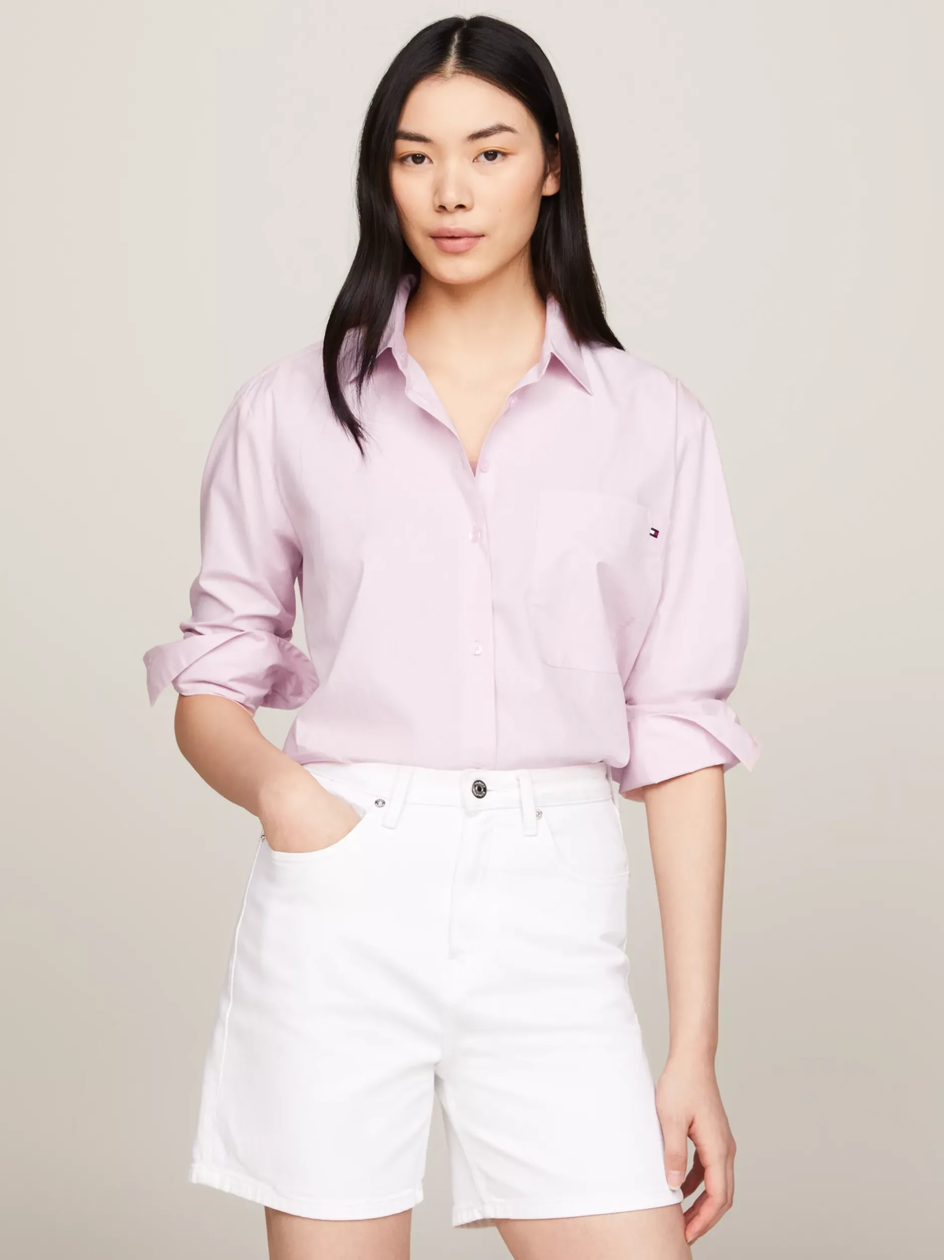 Koszule & Bluzki*Tommy Hilfiger Koszula Z Naszywaną Kieszenią I Flagą DELICATE PINK