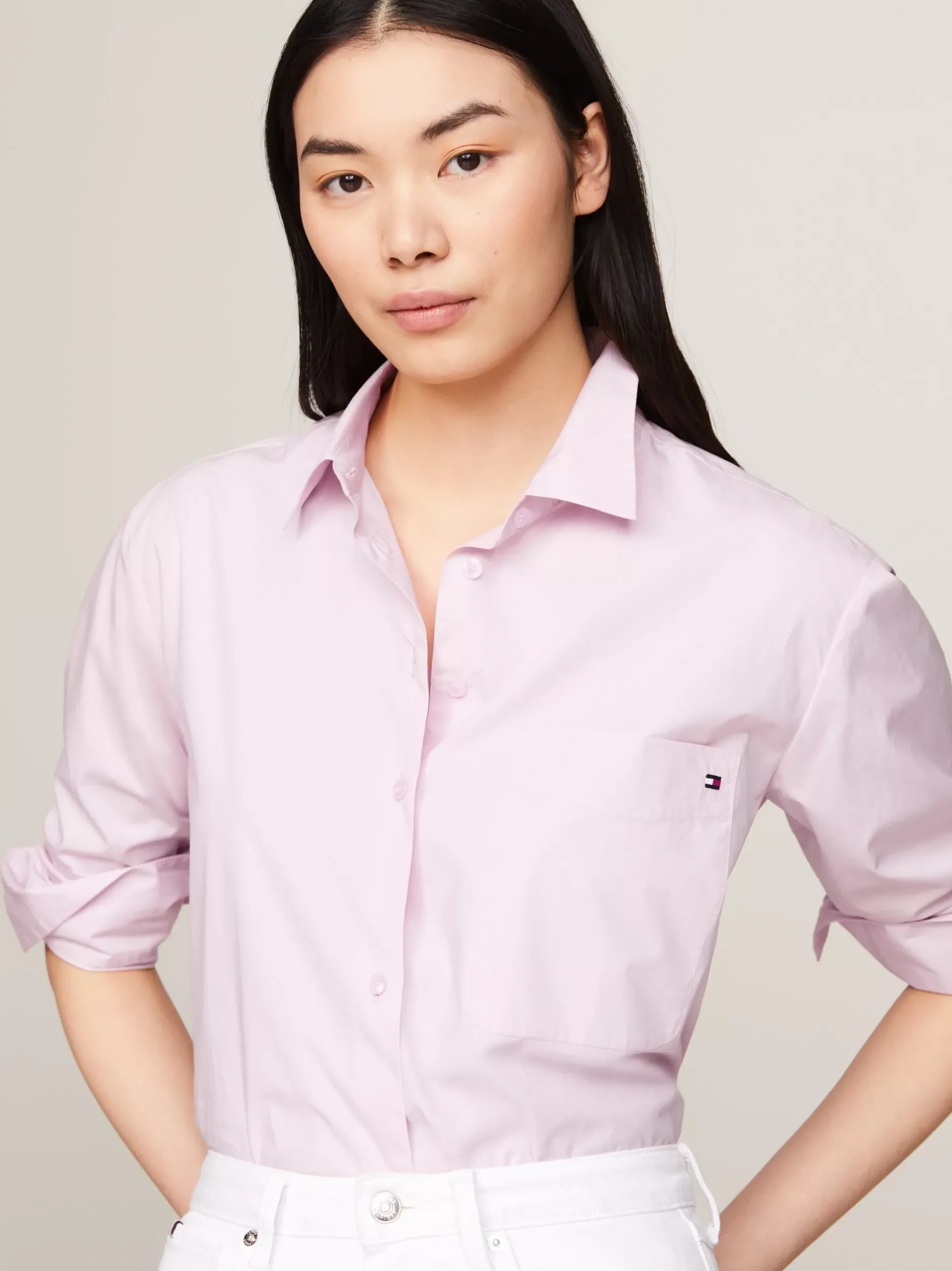 Koszule & Bluzki*Tommy Hilfiger Koszula Z Naszywaną Kieszenią I Flagą DELICATE PINK