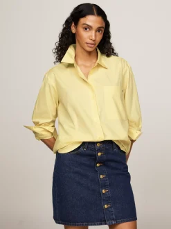 Koszule & Bluzki*Tommy Hilfiger Koszula Z Naszywaną Kieszenią I Flagą LEMON ZEST
