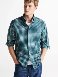 Koszule*Tommy Hilfiger Koszula Z Popeliny W Szkocką Kratę NOUVEAU GREEN MULTI CHECK