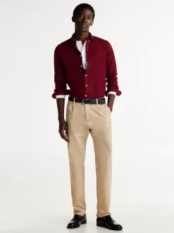Koszule*Tommy Hilfiger Koszula Z Wyhaftowaną Flagą DEEP ROUGE