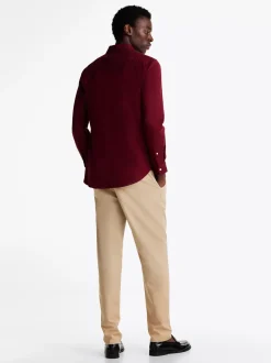 Koszule*Tommy Hilfiger Koszula Z Wyhaftowaną Flagą DEEP ROUGE
