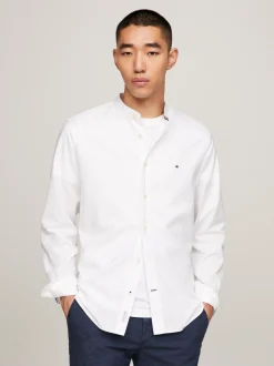 Koszule*Tommy Hilfiger Koszula Ze Stójką Z Materiału TH Flex WHITE