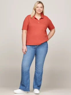 Koszulki Polo*Tommy Hilfiger Koszulka Polo Curve 1985 Collection TERRA RED