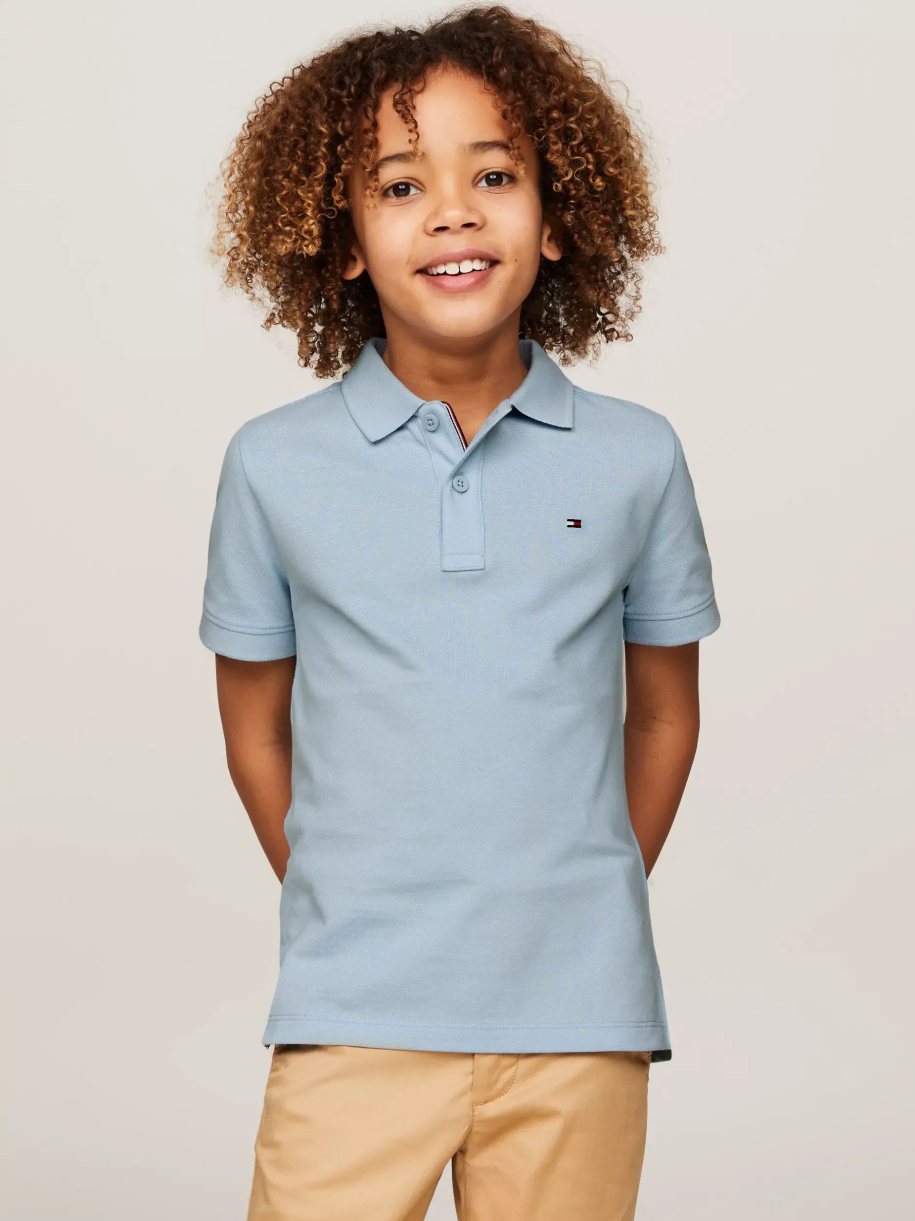 T-Shirty I Koszulki Polo*Tommy Hilfiger Koszulka Polo Essential Z Wyhaftowaną Flagą BREEZY BLUE
