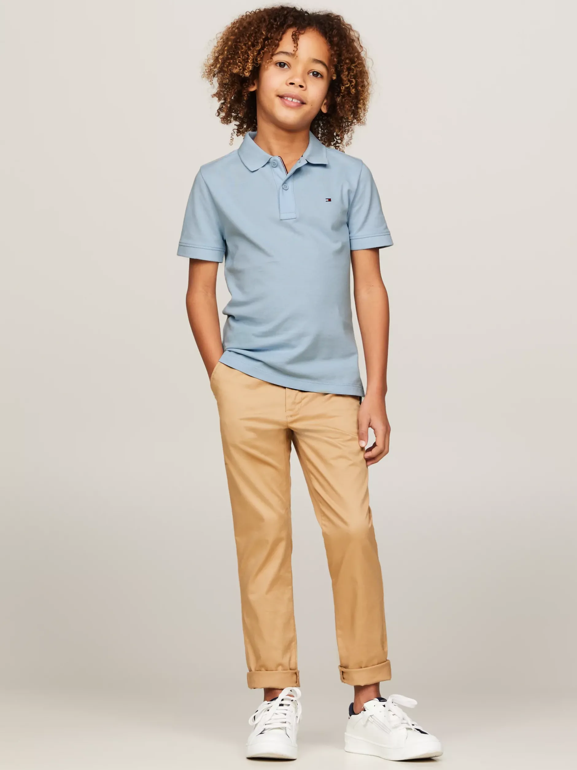 T-Shirty I Koszulki Polo*Tommy Hilfiger Koszulka Polo Essential Z Wyhaftowaną Flagą BREEZY BLUE