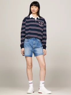 Koszulki Polo*Tommy Hilfiger Koszulka Polo O Luźnym Kroju W Stylu Rugby DARK NIGHT NAVY / STRIPE