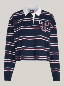 Koszulki Polo*Tommy Hilfiger Koszulka Polo O Luźnym Kroju W Stylu Rugby DARK NIGHT NAVY / STRIPE
