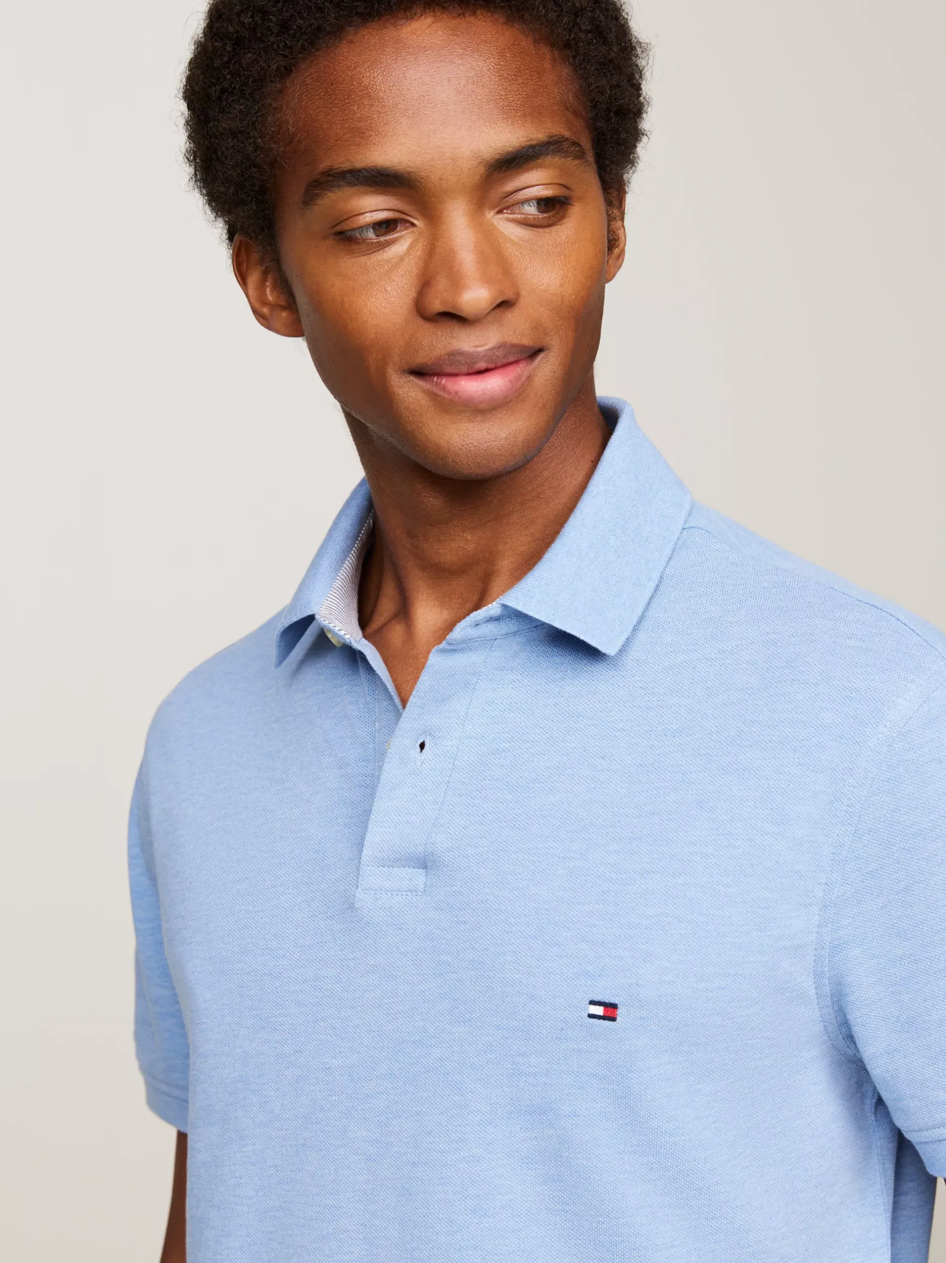 Koszulki Polo*Tommy Hilfiger Koszulka Polo O Regularnym Kroju Z Flagą 1985 Collection LIGHT BLUE HEATHER