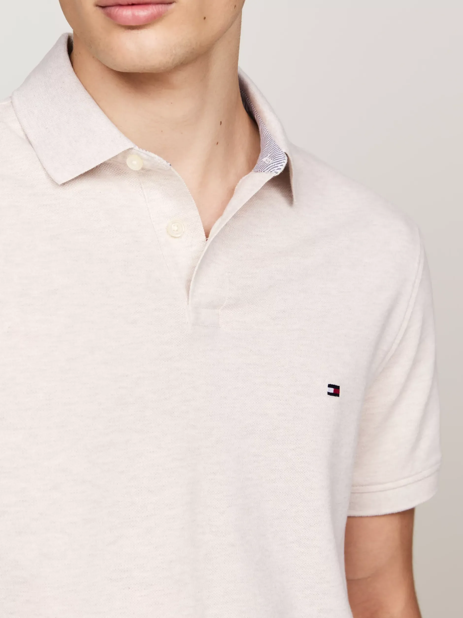 Koszulki Polo*Tommy Hilfiger Koszulka Polo O Regularnym Kroju Z Flagą 1985 Collection HEATHERED OATMILK