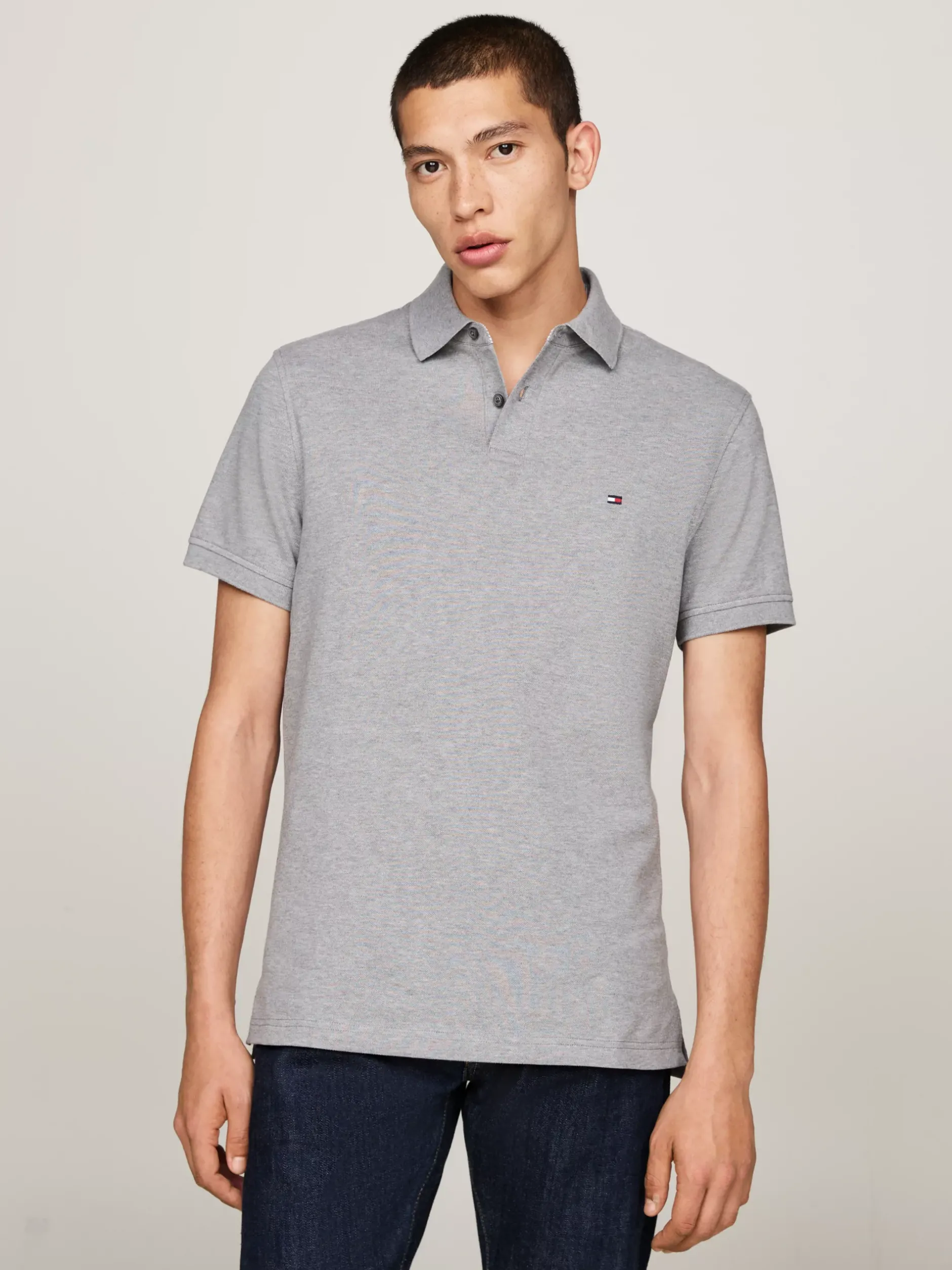 Koszulki Polo*Tommy Hilfiger Koszulka Polo O Regularnym Kroju Z Flagą 1985 Collection MEDIUM GREY HEATHER