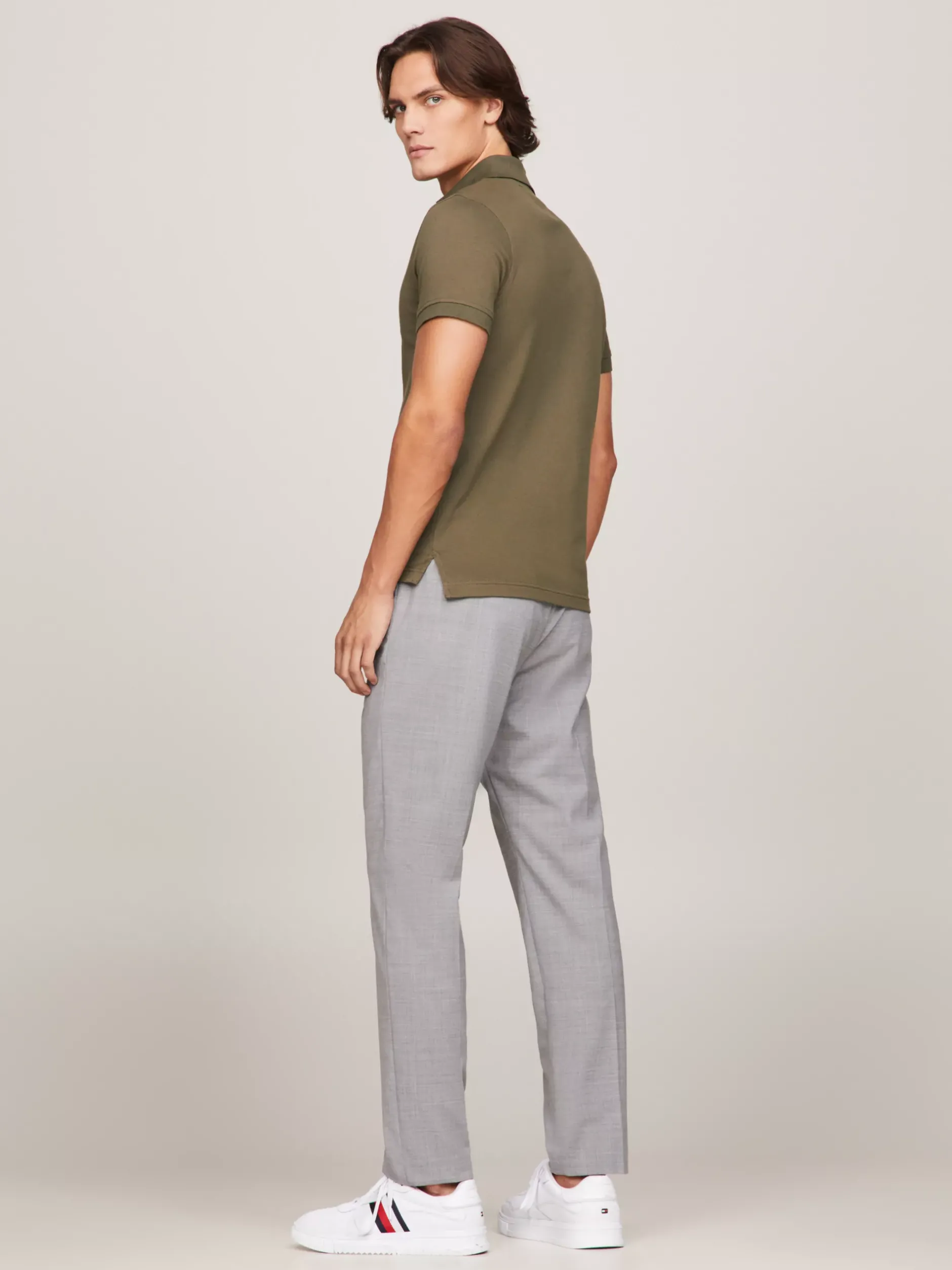 Koszulki Polo*Tommy Hilfiger Koszulka Polo O Regularnym Kroju Z Flagą 1985 Collection ARMY GREEN