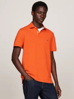 Koszulki Polo*Tommy Hilfiger Koszulka Polo O Regularnym Kroju Z Flagą 1985 Collection BONFIRE ORANGE