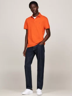 Koszulki Polo*Tommy Hilfiger Koszulka Polo O Regularnym Kroju Z Flagą 1985 Collection BONFIRE ORANGE