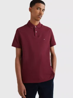 Koszulki Polo*Tommy Hilfiger Koszulka Polo O Regularnym Kroju Z Flagą 1985 Collection DEEP ROUGE