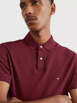 Koszulki Polo*Tommy Hilfiger Koszulka Polo O Regularnym Kroju Z Flagą 1985 Collection DEEP ROUGE