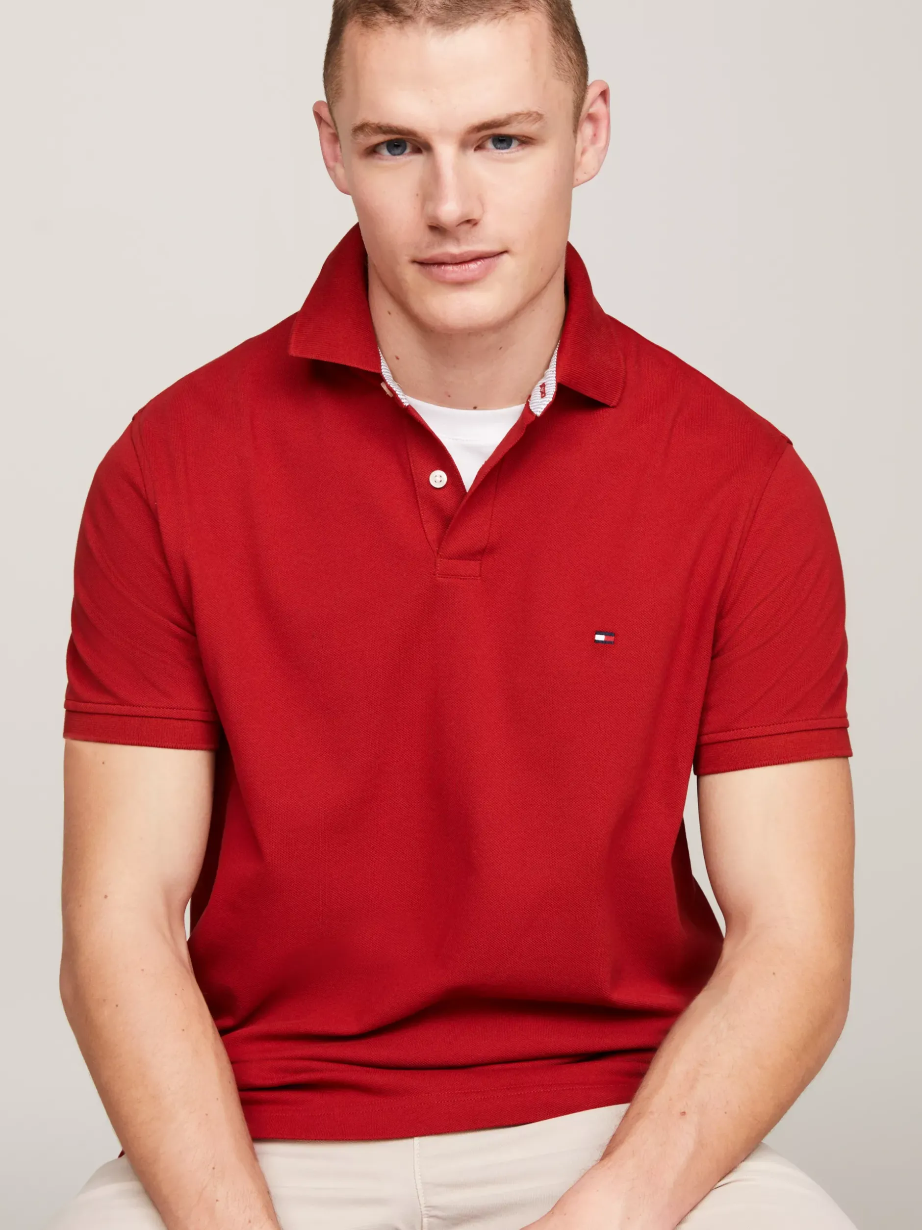 Koszulki Polo*Tommy Hilfiger Koszulka Polo O Regularnym Kroju Z Flagą 1985 Collection DARK MAGMA