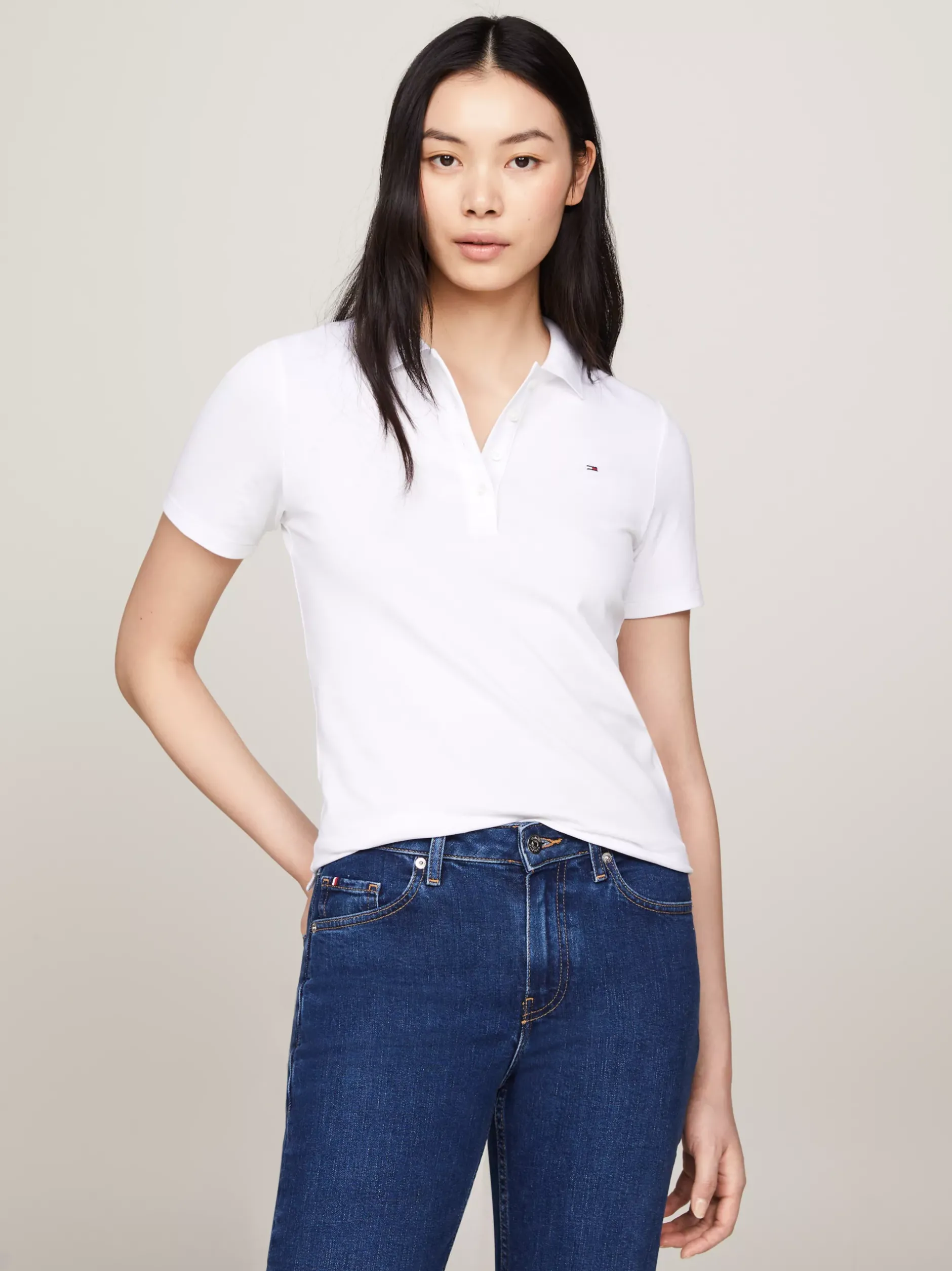 Koszulki Polo*Tommy Hilfiger Koszulka Polo O Wąskim Kroju TH OPTIC WHITE