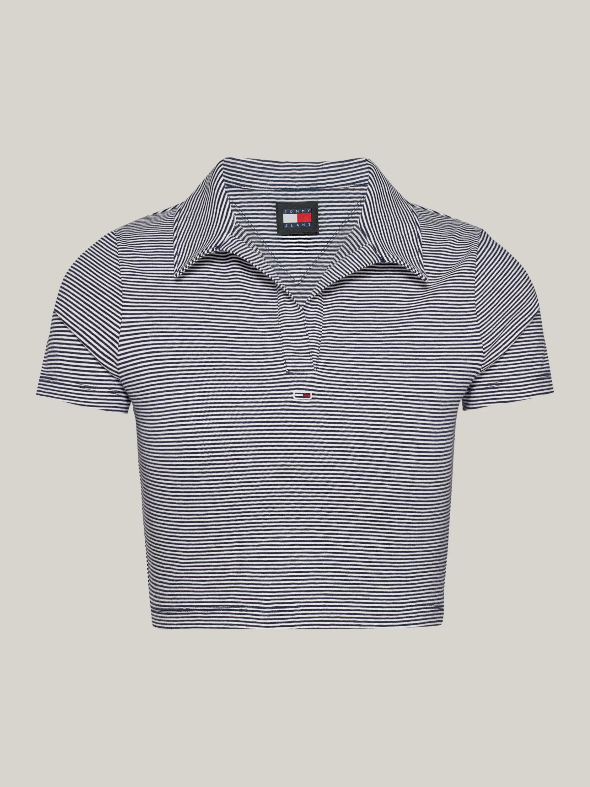 Koszulki Polo*Tommy Hilfiger Koszulka Polo O Wąskim Skróconym Kroju DARK NIGHT NAVY / STRIPE