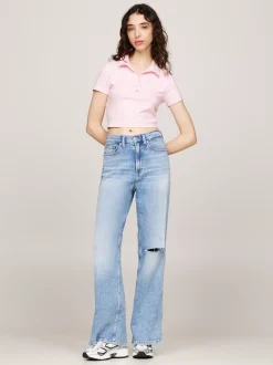 Koszulki Polo*Tommy Hilfiger Koszulka Polo O Wąskim Skróconym Kroju BALLET PINK / STRIPE
