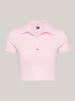 Koszulki Polo*Tommy Hilfiger Koszulka Polo O Wąskim Skróconym Kroju BALLET PINK / STRIPE