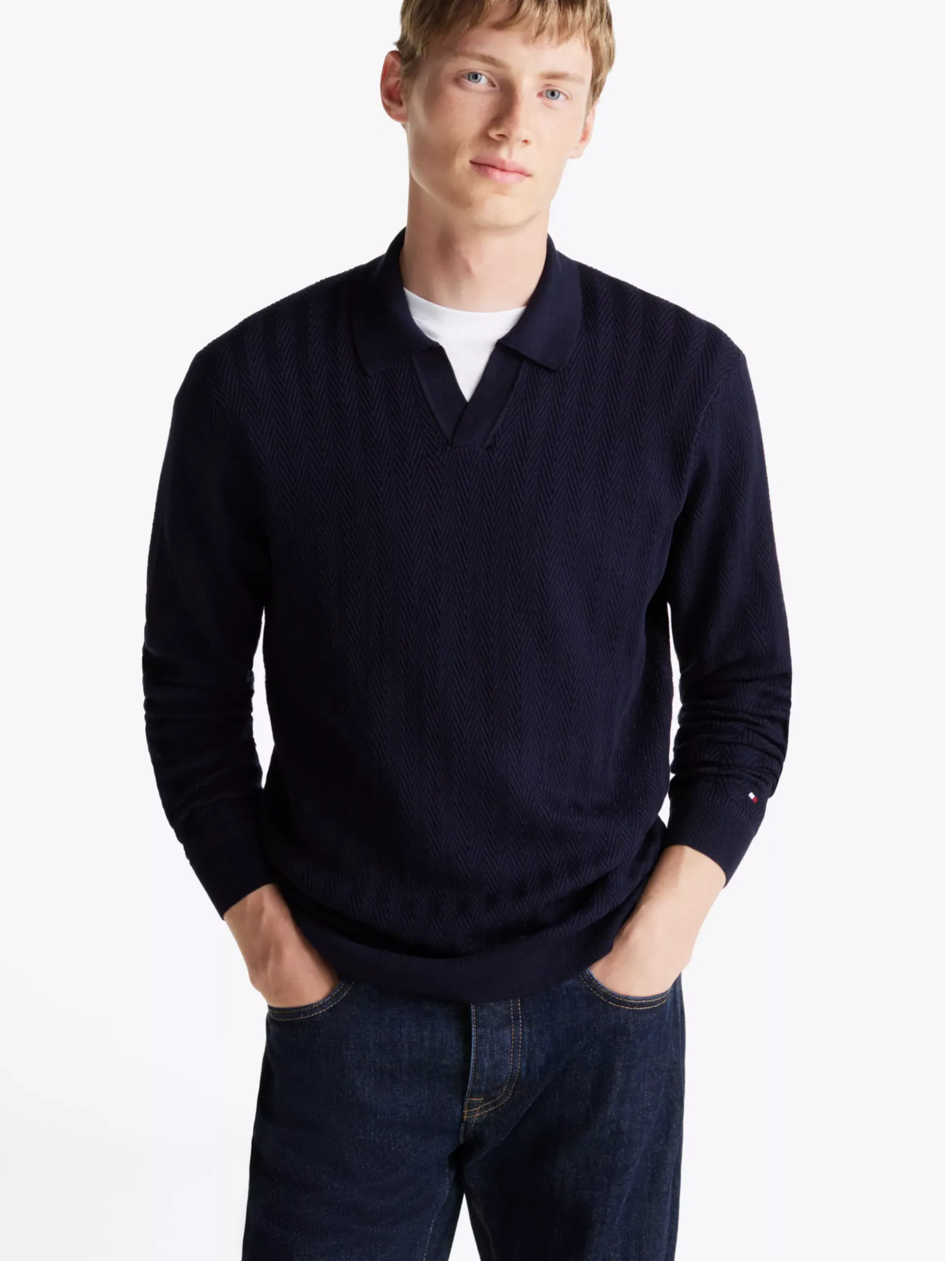 Swetry Z Okrągłym Dekoltem|Swetry*Tommy Hilfiger Koszulka Polo Smart Casual O Regularnym Kroju DESERT SKY