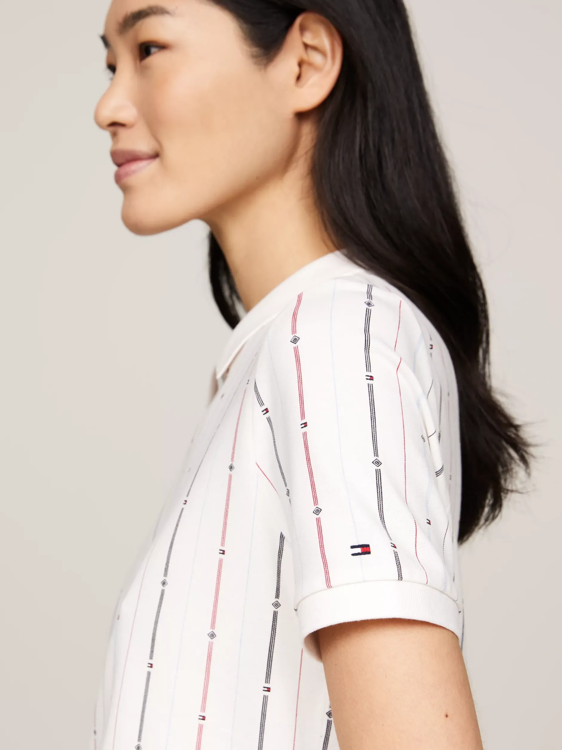 Koszulki Polo*Tommy Hilfiger Koszulka Polo W Paski Z Motywem Flagi FOULARD FLAG STP/ MULTI