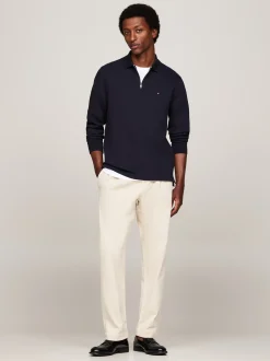 Koszulki Polo*Tommy Hilfiger Koszulka Polo Z Długim Rękawem Z Zamkiem 1/4 DESERT SKY