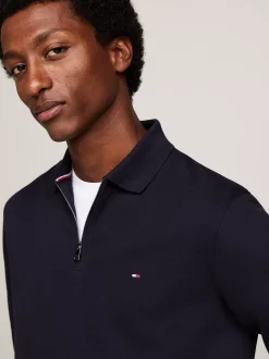 Koszulki Polo*Tommy Hilfiger Koszulka Polo Z Długim Rękawem Z Zamkiem 1/4 DESERT SKY