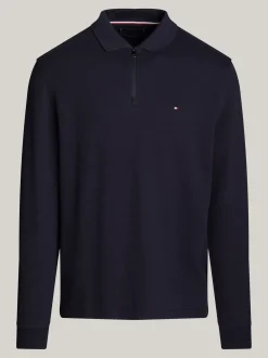 Koszulki Polo*Tommy Hilfiger Koszulka Polo Z Długim Rękawem Z Zamkiem 1/4 DESERT SKY