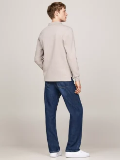 Koszulki Polo*Tommy Hilfiger Koszulka Polo Z Długim Rękawem Z Zamkiem 1/4 PEBBLED HEATHER