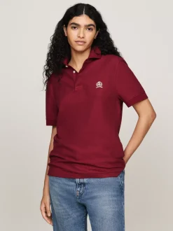 Koszulki Polo*Tommy Hilfiger Koszulka Polo Z Haftowanym Emblematem ROUGE