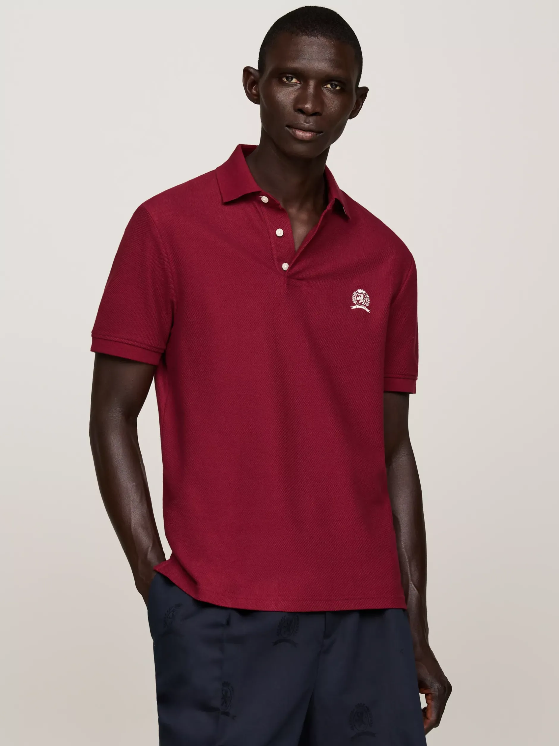 Koszulki Polo*Tommy Hilfiger Koszulka Polo Z Haftowanym Emblematem ROUGE