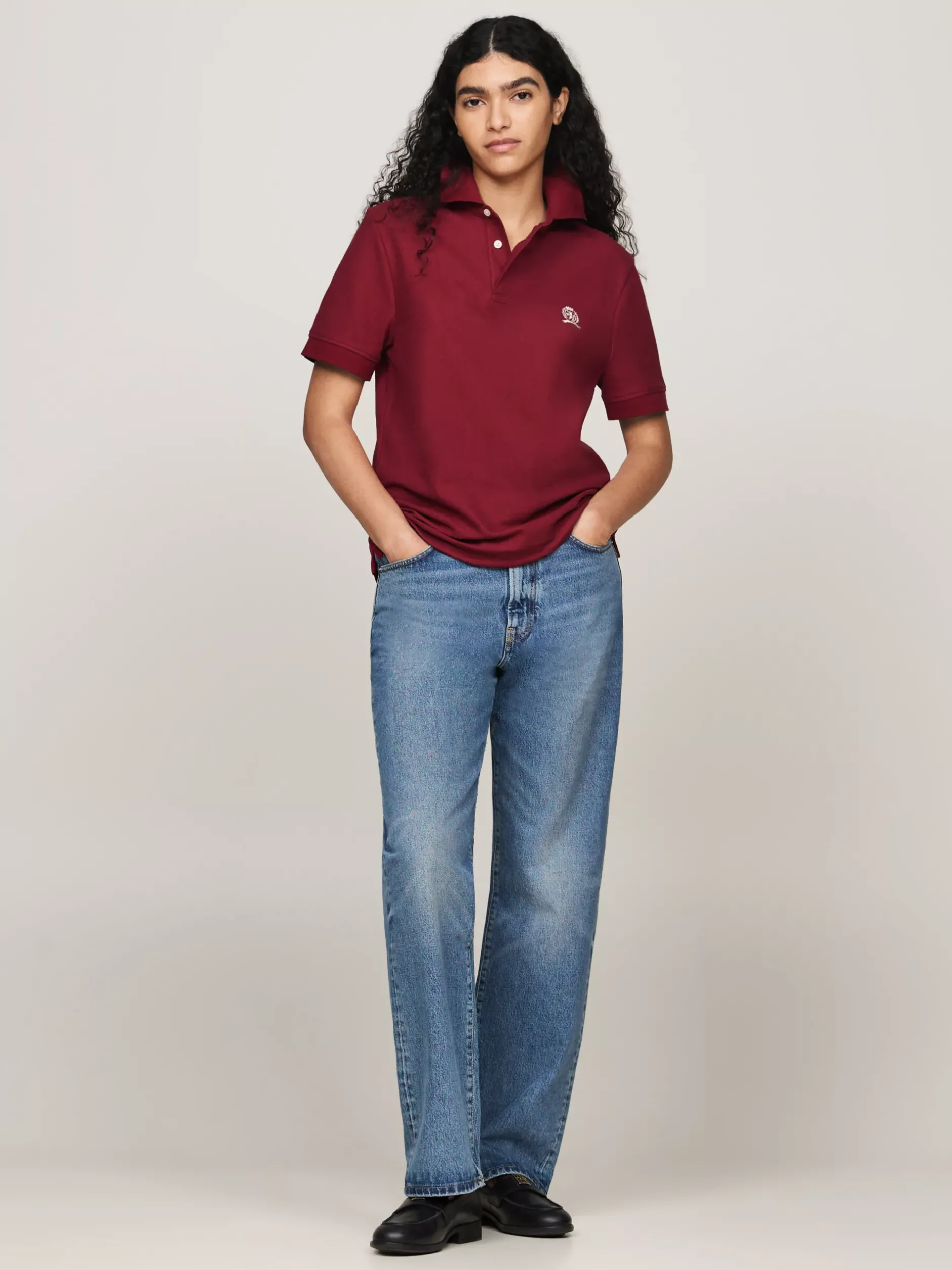 Koszulki Polo*Tommy Hilfiger Koszulka Polo Z Haftowanym Emblematem ROUGE