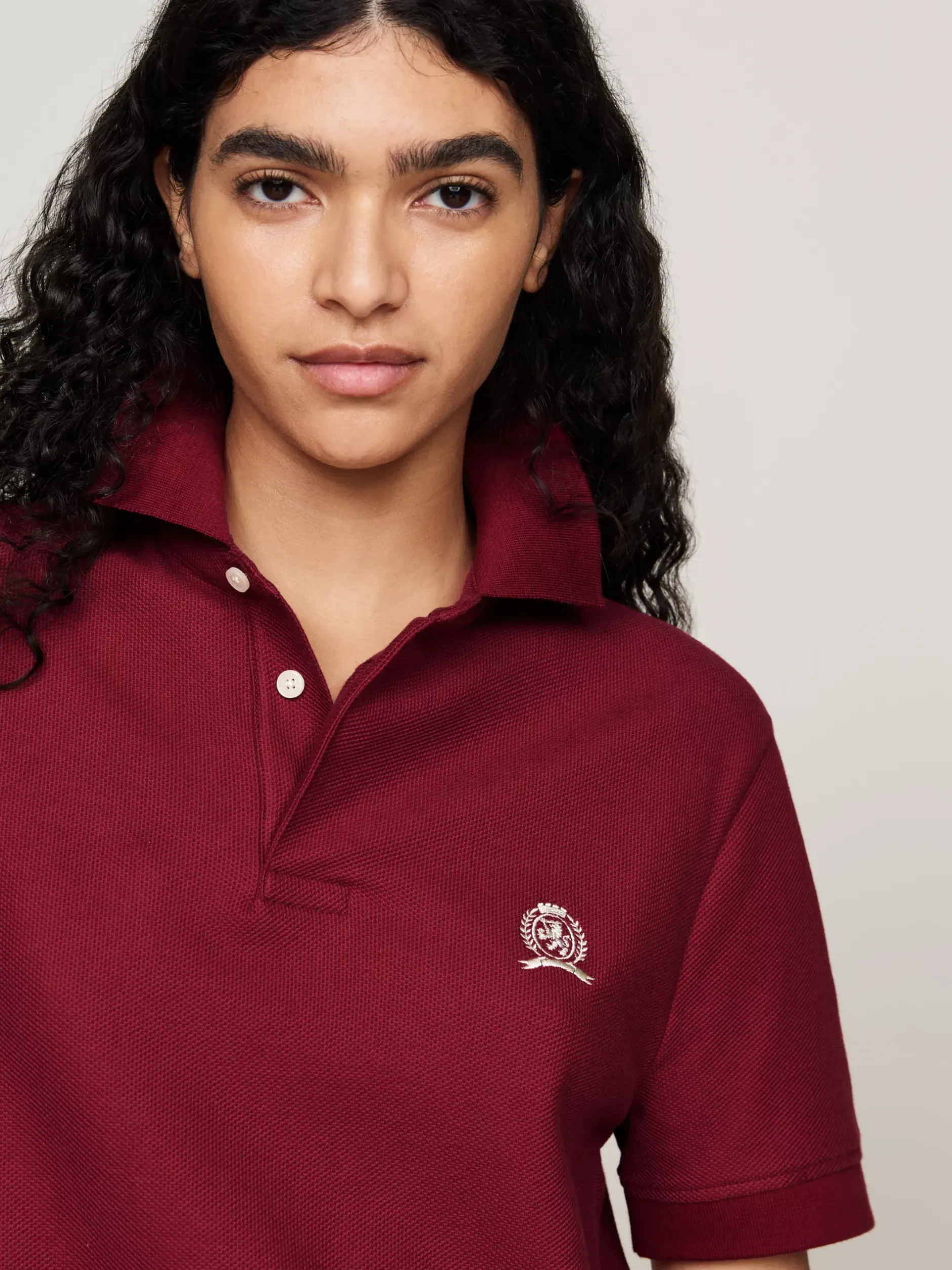 Koszulki Polo*Tommy Hilfiger Koszulka Polo Z Haftowanym Emblematem ROUGE