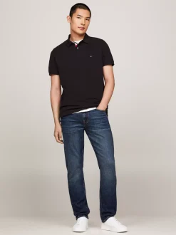 Koszulki Polo*Tommy Hilfiger Koszulka Polo Z Kontrastową Plisą I Flagą BLACK