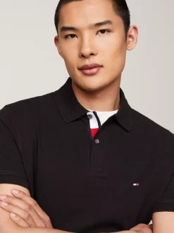 Koszulki Polo*Tommy Hilfiger Koszulka Polo Z Kontrastową Plisą I Flagą BLACK